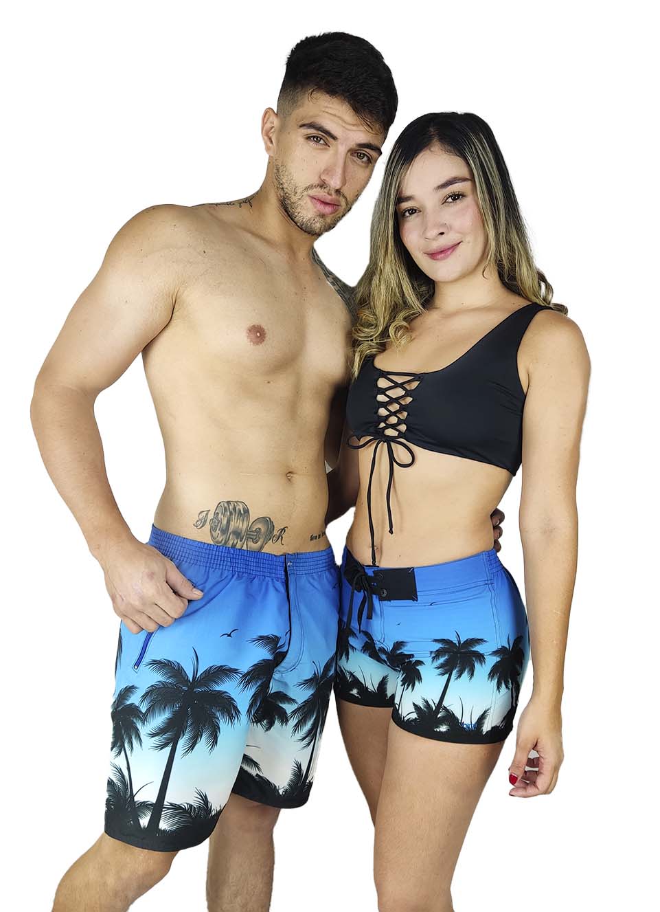 Palmeras Negras Degrade Azul