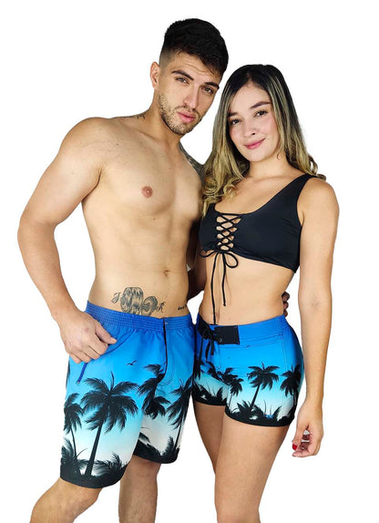 Palmeras Negras Degrade Azul